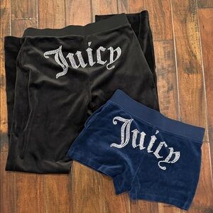 Juicy Couture Black Sweats and Navy Velour Shorts